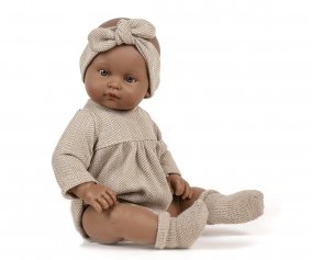 Mueco Les Bambinis Augustine Vestida con Pelele y Diadema de Espiga Beige