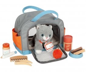 Gatto Peluche con Trasportino e Set per la Cura