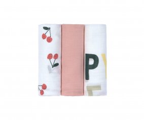 Pack 3 Muselinas Happy Fruits Cherry 80 cm