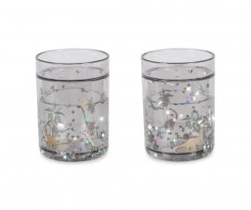 2 Vasos con Purpurina Dino