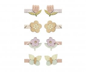 8 Mini Pinzas de Pelo Flores