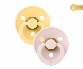 2 Sucettes BIBS Colour Round Pale Butter/Petal