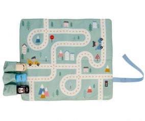 Juego Mantel con Circuito Menta + 3 Coches Rosa