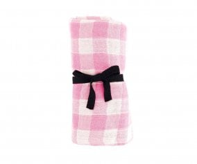 Mussola L Bianca Vichy Rose Fluo