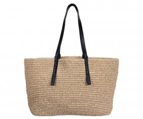 Bolso Shopper Kami Straw Black